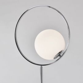 Lampa podłogowa Bella z marmurową podstawą srebrna chromowana w stylu glamour